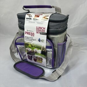 The One Touch Storage Solution Insulated Tote 11 Pieces Gray/Purple